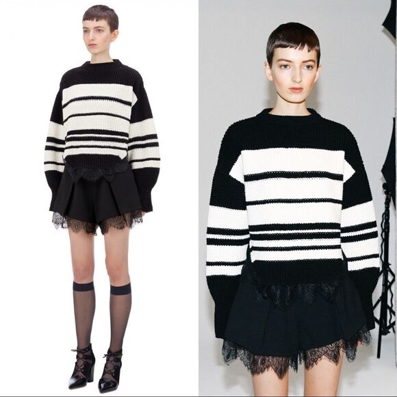 Self-Portrait Monochrome Striped Jumper - Picture 2 of 10